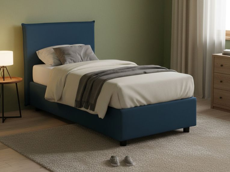 Letto 1 piazza contenitore blu 95x205cm sfoderabile - Aquilla