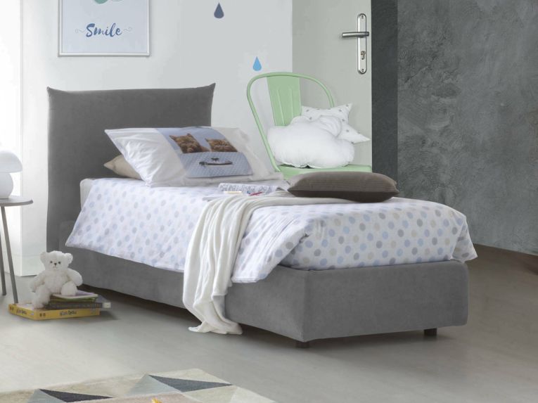 Letto 1 piazza contenitore grigio 110x215cm materasso incluso - Azeglio