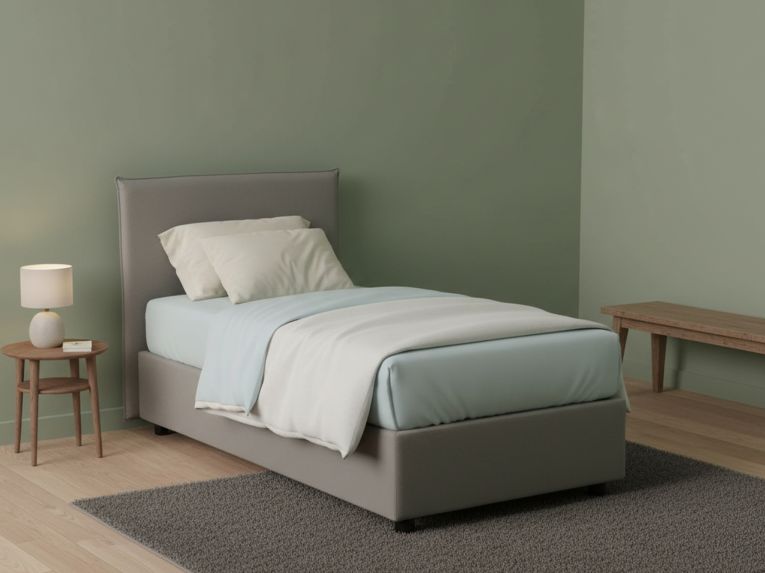 Letto 1 piazza contenitore grigio 95x205cm adatto per materasso 190x80 cm - Aquilla