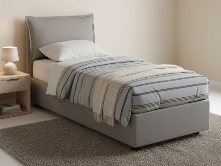 Letto 1 piazza contenitore grigio 95x205cm elegante - Armaduk