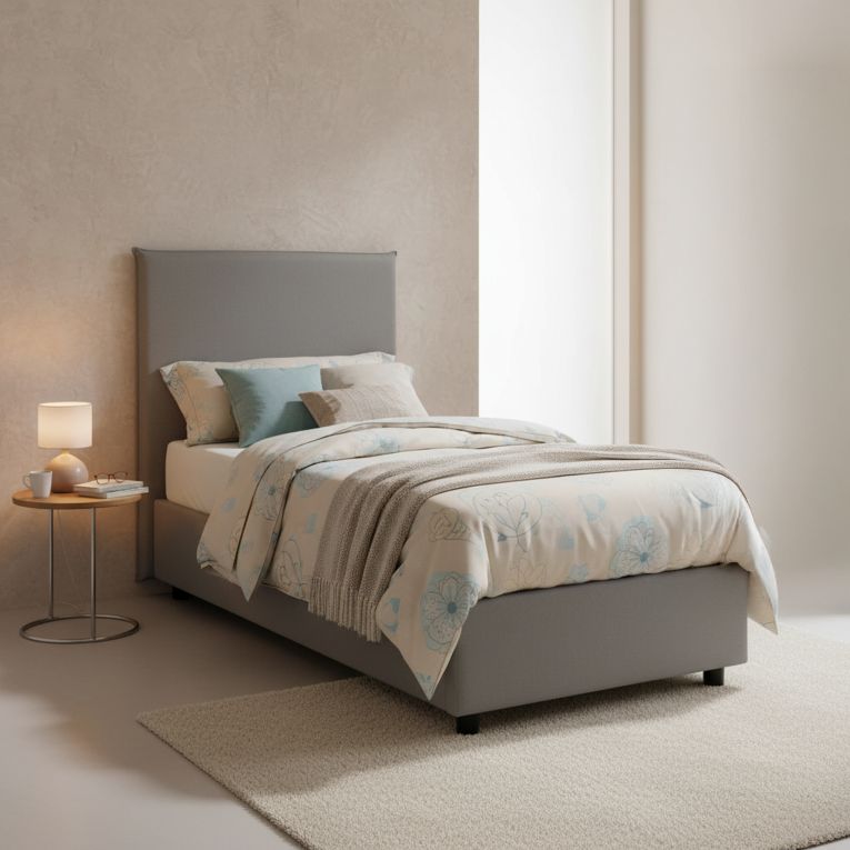 Letto 1 piazza contenitore grigio 95x205cm moderno - Acuila