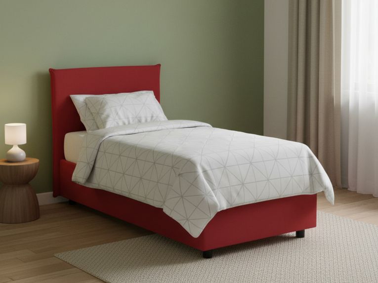 Letto 1 piazza contenitore rosso 105x205cm rivestimento in tessuto - Arminius