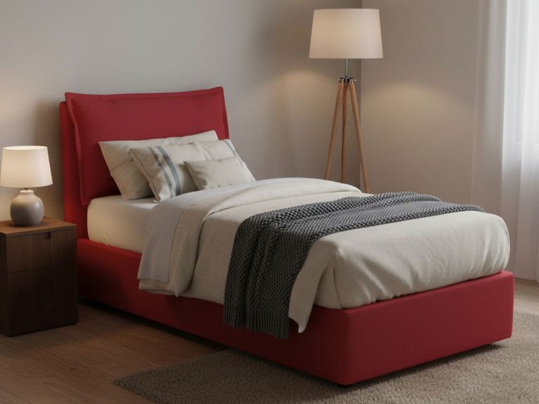 Letto 1 piazza contenitore rosso 95x205cm adatto per materasso 80x190 cm - Aren