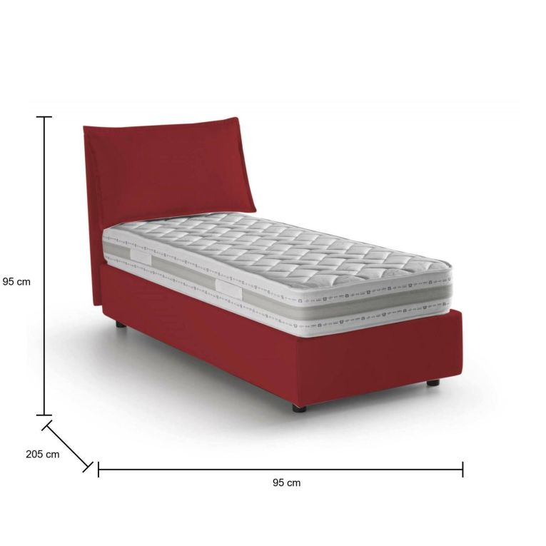 Letto 1 piazza contenitore rosso 95x205cm sfoderabile - Armaduk