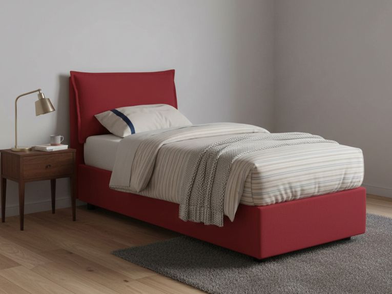 Letto 1 piazza contenitore rosso 95x205cm sfoderabile - Armaduk