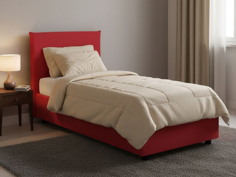 Letto 1 piazza contenitore rosso 95x215cm sfoderabile - Boudicca