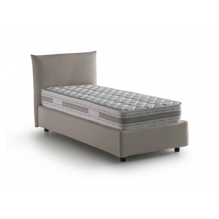Letto 1 piazza contenitore tortora 110x215cm rivestimento in tessuto - Astianatte