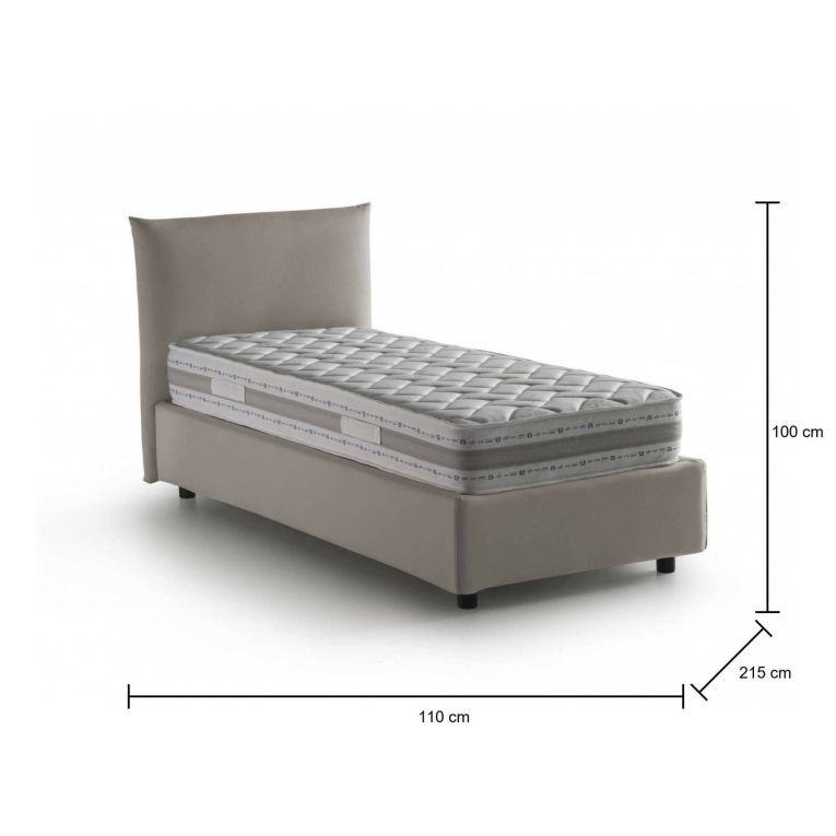 Letto 1 piazza contenitore tortora 110x215cm sfoderabile - Azeglio