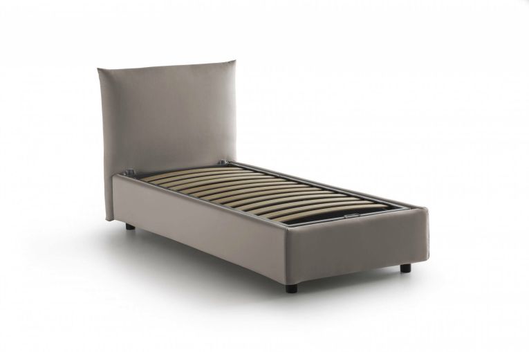 Letto 1 piazza contenitore tortora 110x215cm sfoderabile - Azeglio