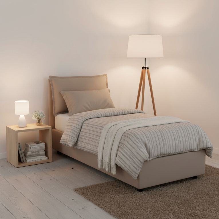 Letto 1 piazza contenitore tortora 95x205cm comfort - Armaduk