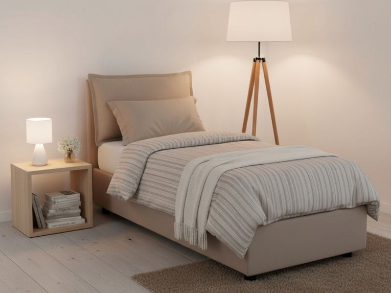 Letto 1 piazza contenitore tortora 95x205cm comfort - Armaduk