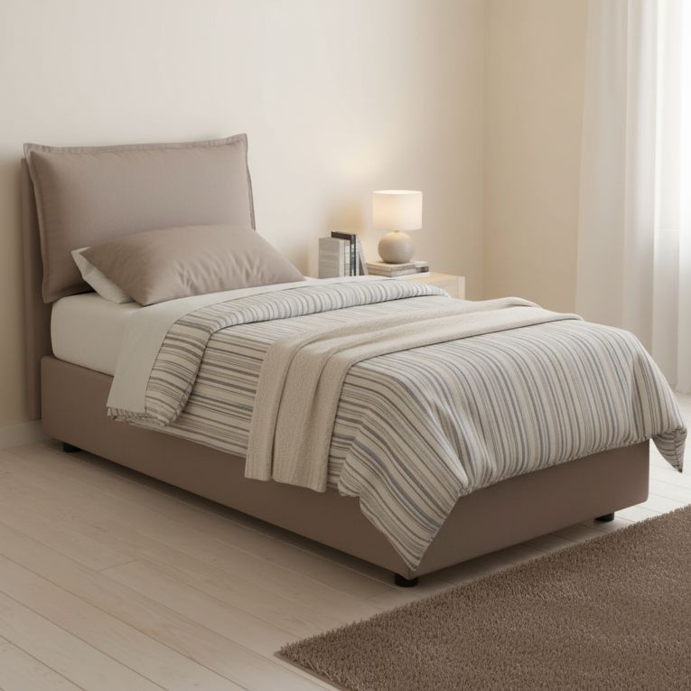 Letto 1 piazza contenitore tortora 95x205cm design - Aphrodite