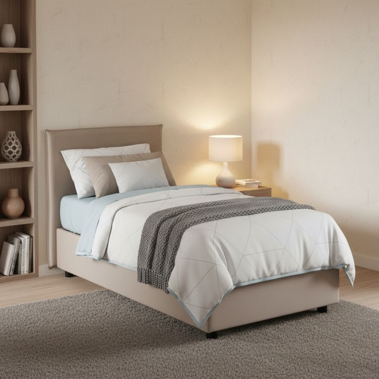 Letto 1 piazza contenitore tortora 95x205cm elegante - Astor
