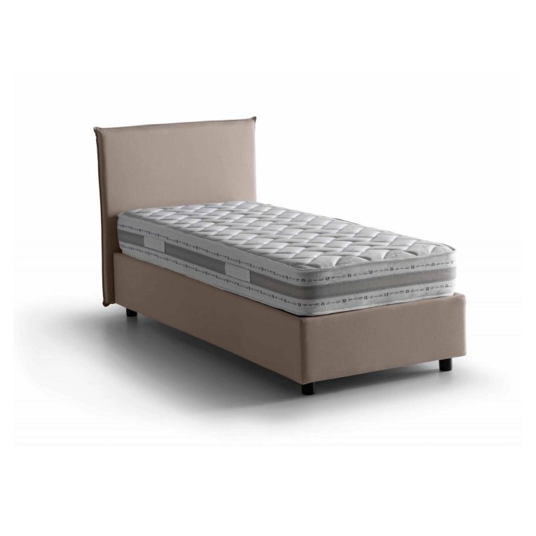 Letto 1 piazza contenitore tortora 95x205cm elegante - Astor
