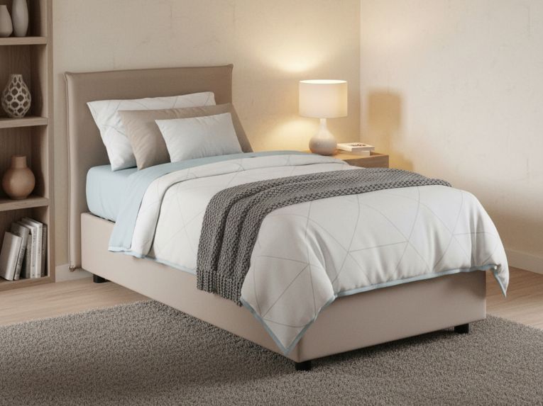 Letto 1 piazza contenitore tortora 95x205cm elegante - Astor