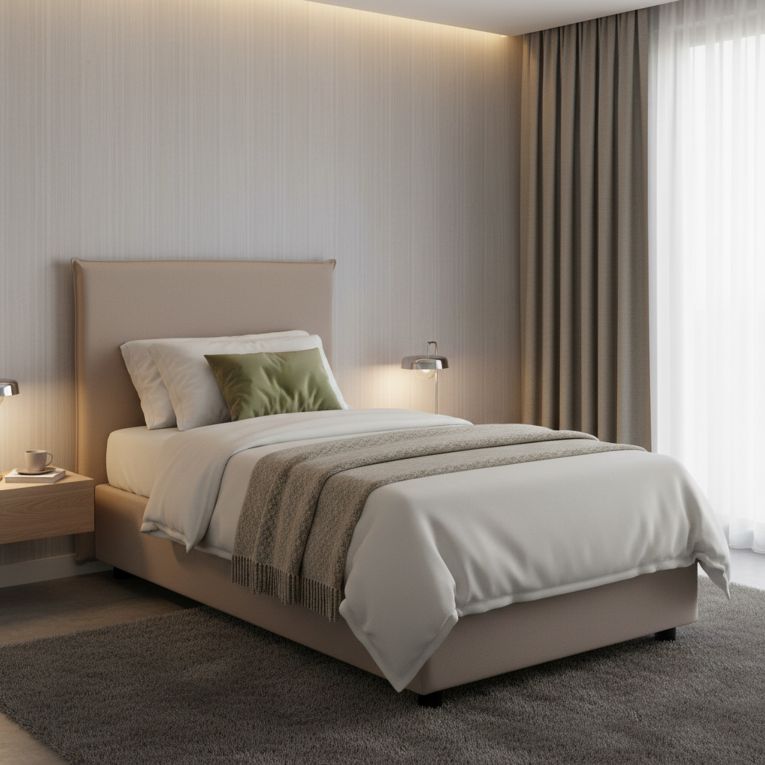 Letto 1 piazza contenitore tortora 95x205cm moderno - Acuila