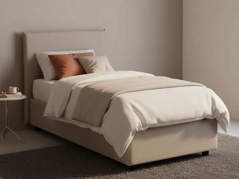 Letto 1 piazza contenitore tortora 95x205cm sfoderabile - Aquilla