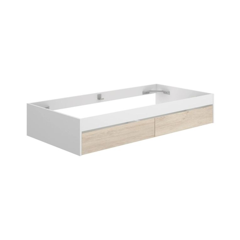 Letto 1 piazza moderno bianco e rovere 194x95cm adatto per materasso 90x190 cm - Neki