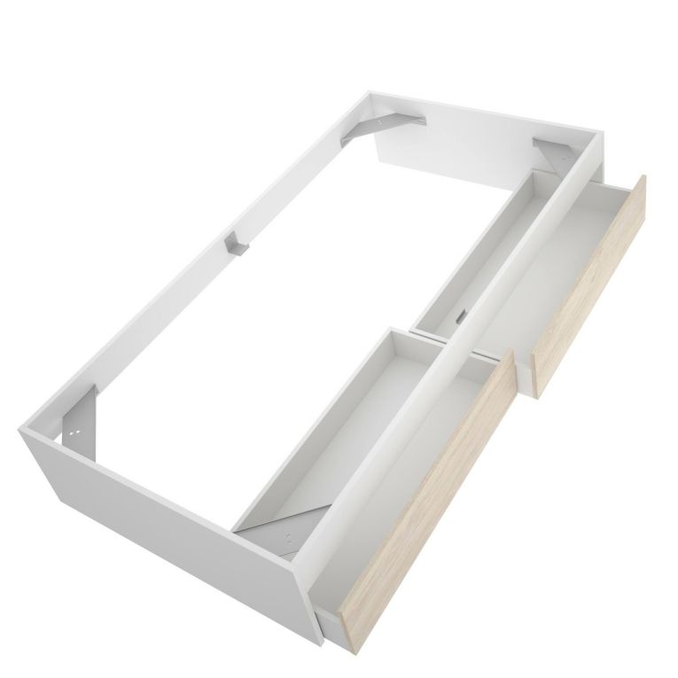Letto 1 piazza moderno bianco e rovere 194x95cm adatto per materasso 90x190 cm - Neki