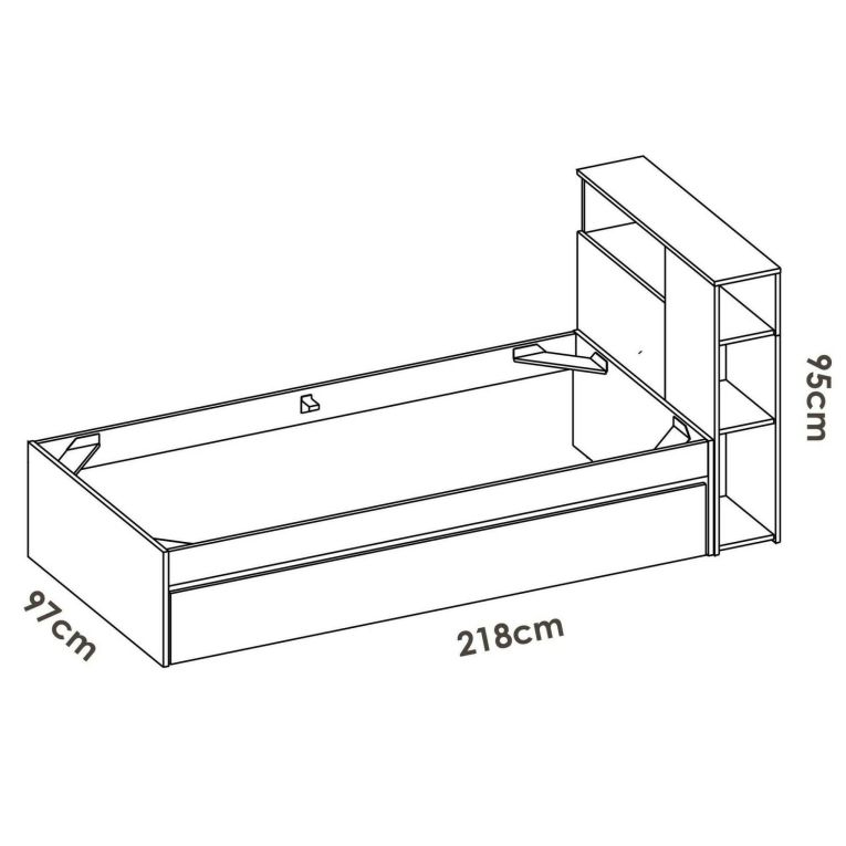 Letto 1 piazza moderno rovere e bianco 218x99 - Evelina