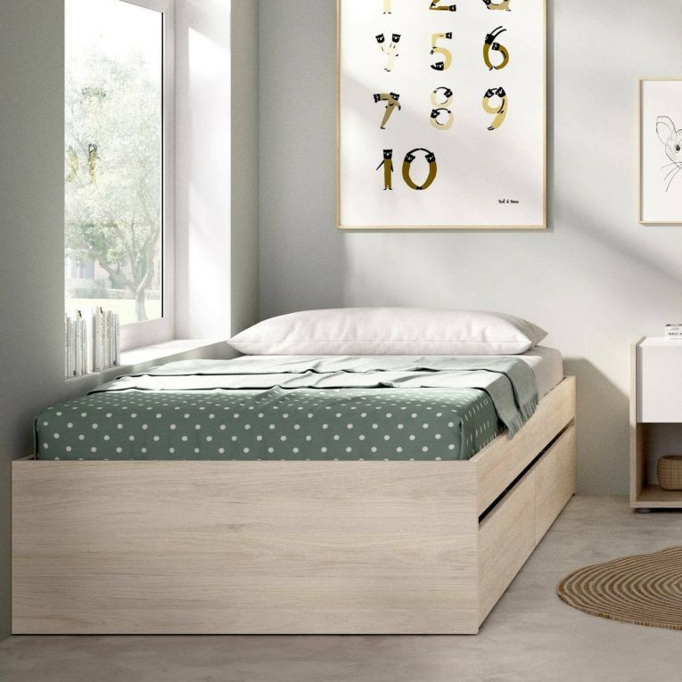 Letto 1 piazza rovere 194x95cm adatto per materasso 90x190 cm - Neki