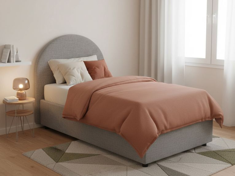 Letto 1 posto con contenitore grigio 95x205 - Egle