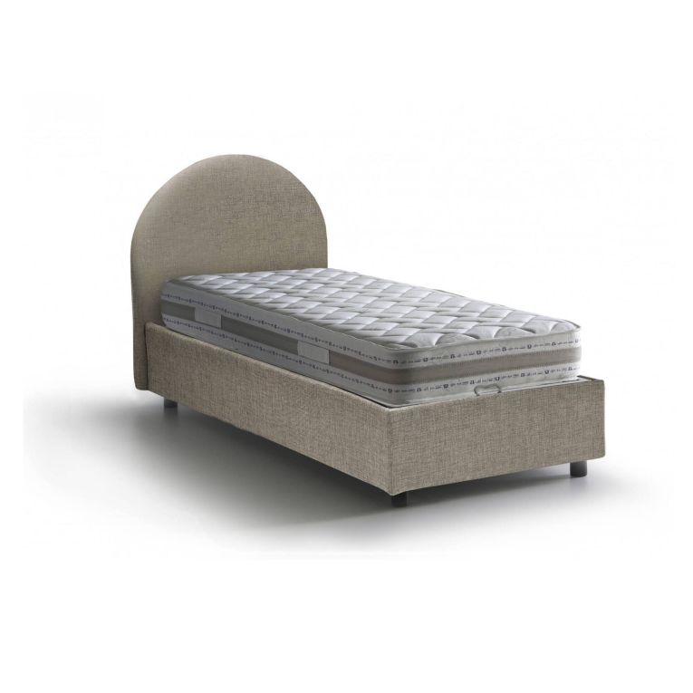 Letto 1 posto con contenitore tortora 95x205 - Egle
