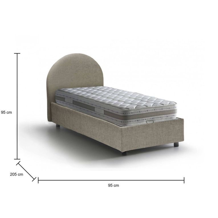Letto 1 posto con contenitore tortora 95x205 - Egle