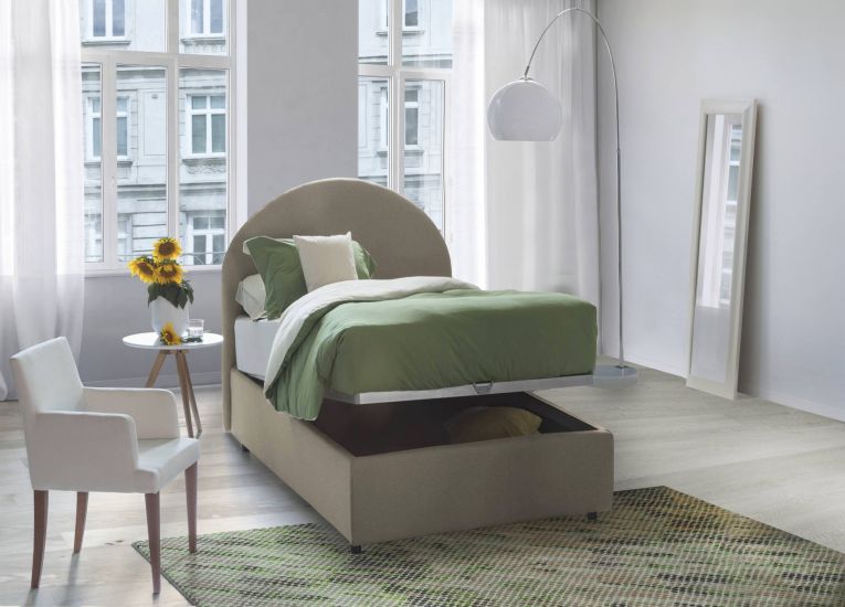 Letto 1 posto con contenitore tortora 95x205 - Egle