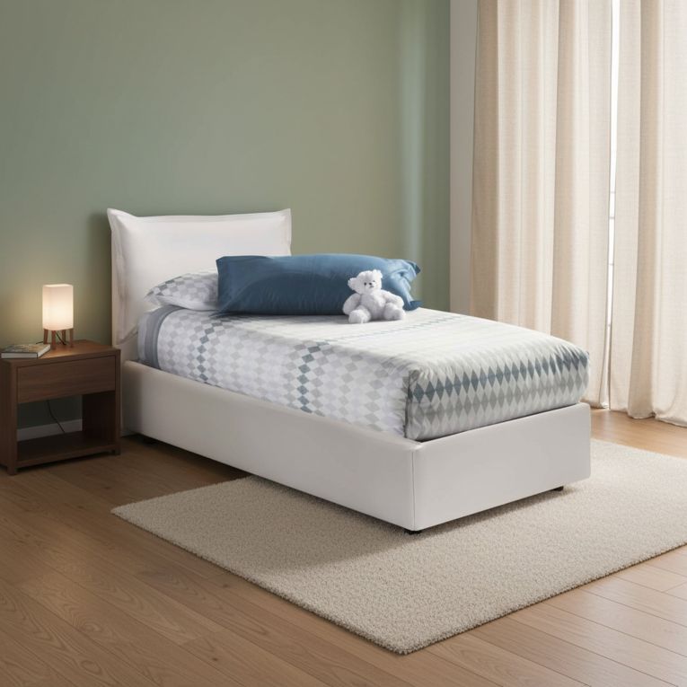 Letto 1 posto contenitore bianco 95x205cm 2 metri - Anathema