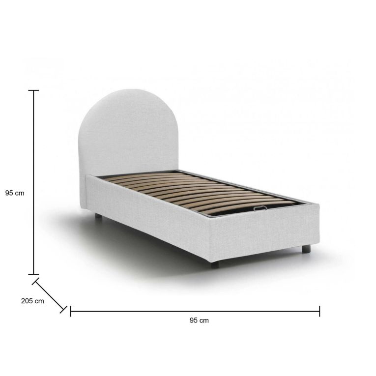 Letto 1 posto contenitore bianco 95x205cm comodo - Amantea