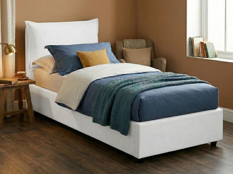 Letto 1 posto contenitore bianco 95x205cm sfoderabile - Janet