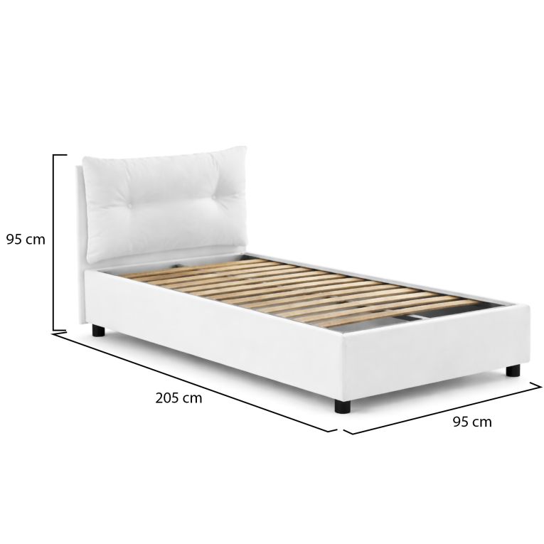 Letto 1 posto contenitore bianco 95x205cm stabile - Amaro