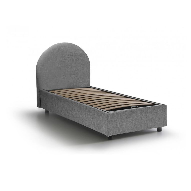 Letto 1 posto contenitore grigio 95x205cm comodo - Amantea