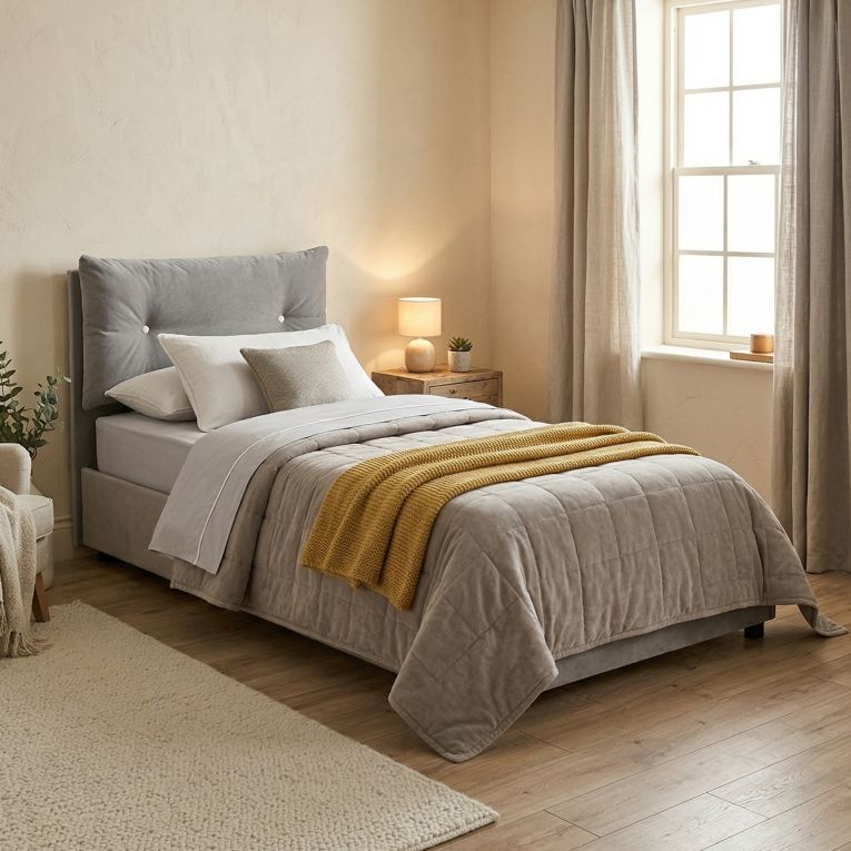 Letto 1 posto contenitore grigio 95x205cm design - Sabazia