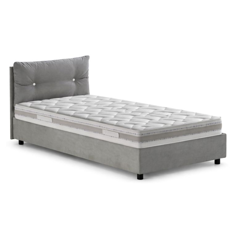 Letto 1 posto contenitore grigio 95x205cm design - Sabazia