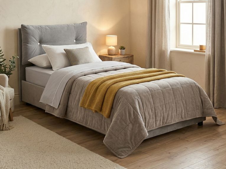 Letto 1 posto contenitore grigio 95x205cm design - Sabazia