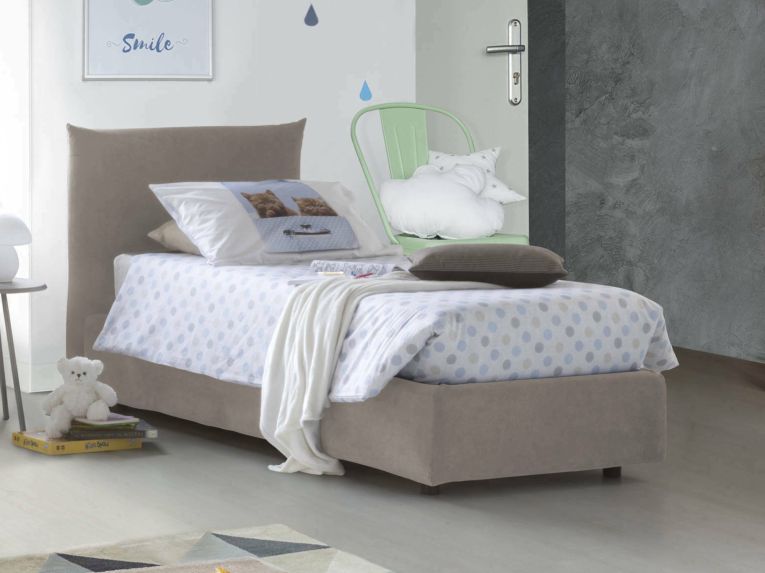 Letto 1 posto contenitore tortora 110x215cm adatto per materasso 190x80 cm - Ippolito