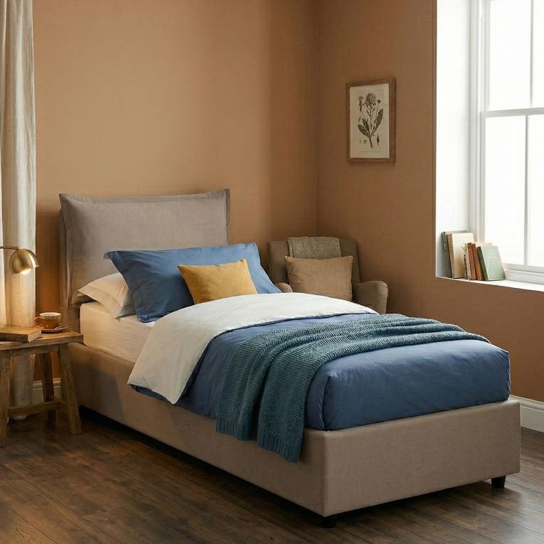 Letto 1 posto contenitore tortora 95x205cm adatto per materasso 190x80 cm - Alistair