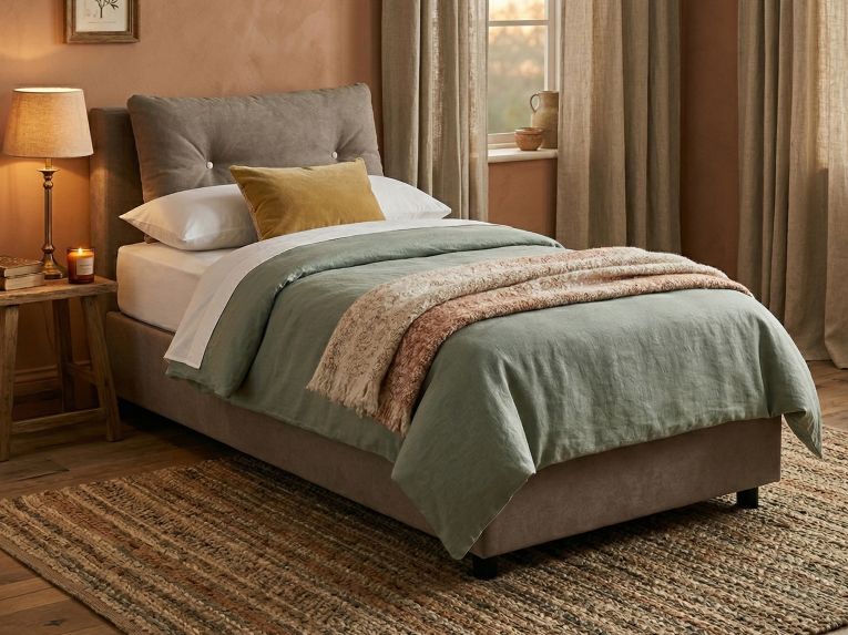 Letto 1 posto contenitore tortora 95x205cm comodo - Sabazia