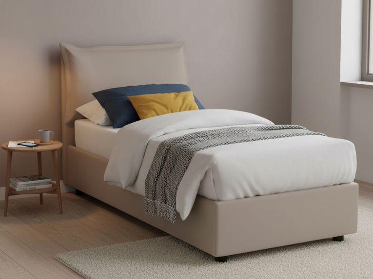 Letto 1 posto contenitore tortora 95x205cm stabile - Janet