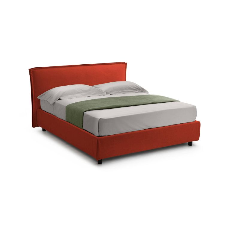 Letto 2 piazze con contenitore arancione 180x210cm - Brolo