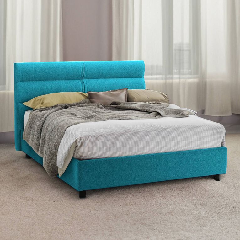 Letto 2 piazze con contenitore azzurro 177x228cm - Bedero