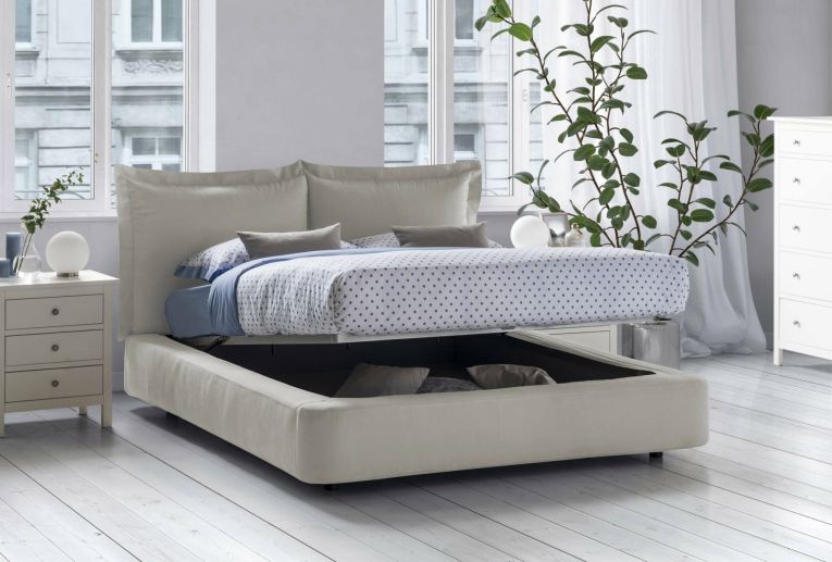 Letto 2 piazze con contenitore beige 180x220cm - Adi