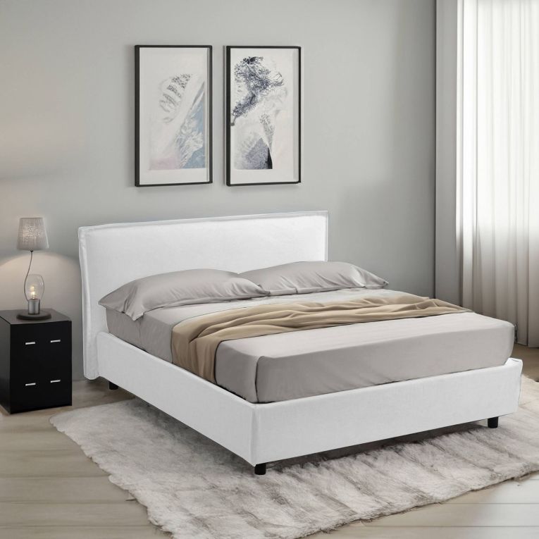 Letto 2 piazze con contenitore bianco 180x210cm - Brolo