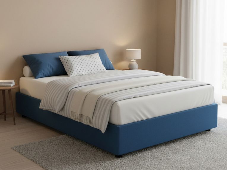 Letto 2 piazze con contenitore blu 175x215cm - Alaska