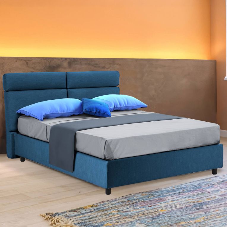 Letto 2 piazze con contenitore blu 177x226cm - Annus