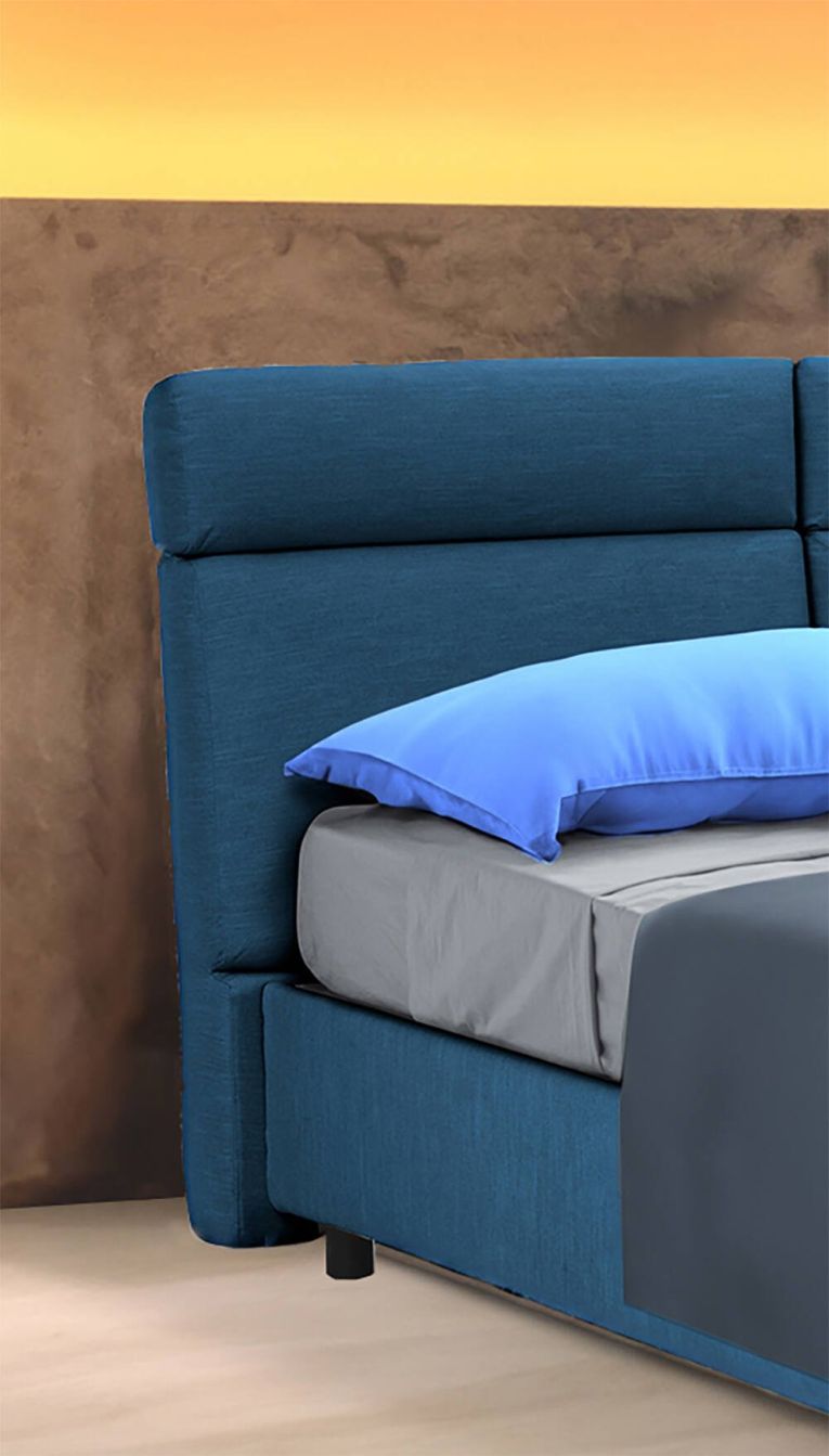 Letto 2 piazze con contenitore blu 177x226cm - Annus