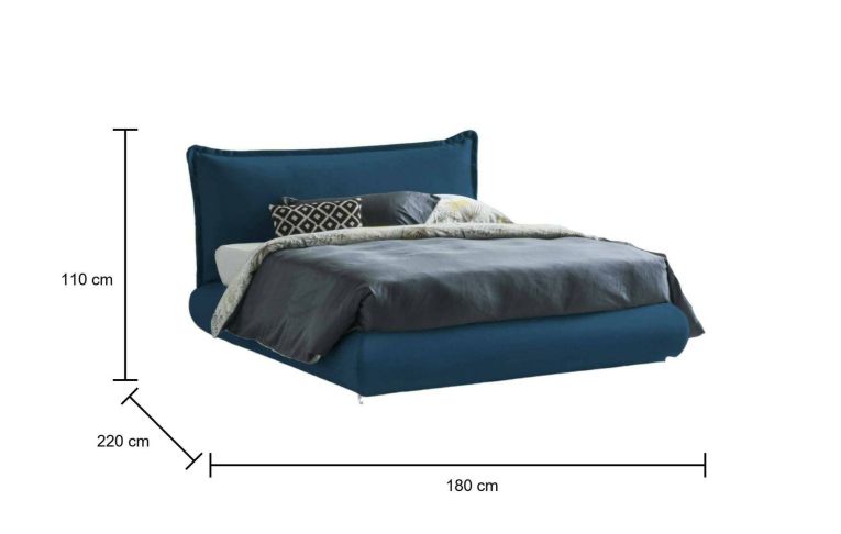 Letto 2 piazze con contenitore blu 180x220cm comodo - Geras