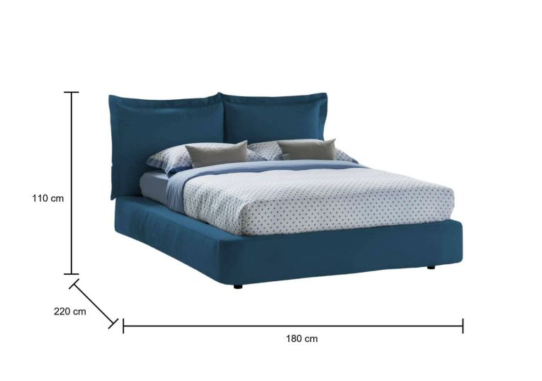 Letto 2 piazze con contenitore blu 180x220cm compatto - Adi